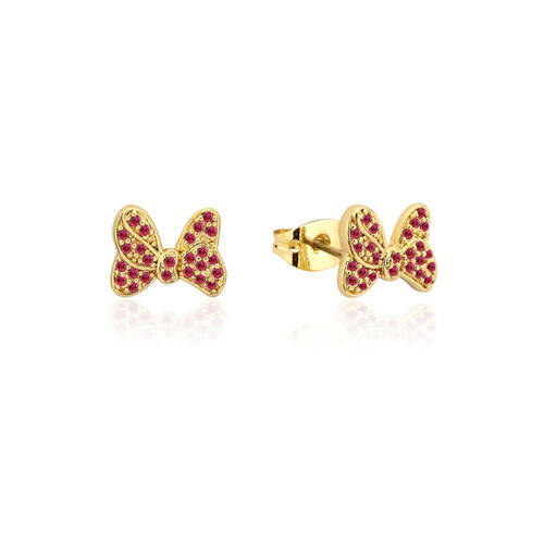 Couture Kingdom Disney Minnie Mouse Red Crystal Bow Stud Earrings Gold