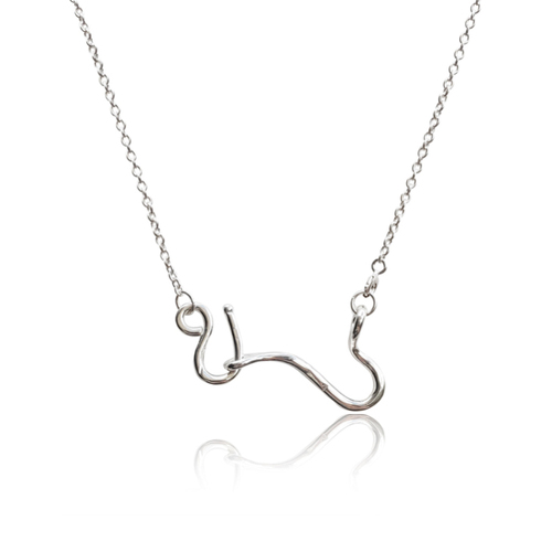 Culturesse Bleu Abstract 45.5cm Line Art Necklace - Silver