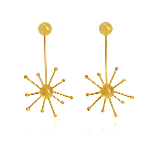 Culturesse Soleste 8cm 24K Sun Drop Earrings For Pierced Ears - Gold