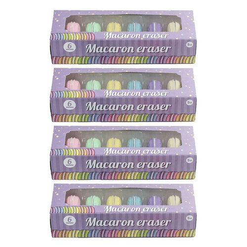 4x 6pc Bensons Macaron Kids/Childrens Stationery Eraser 5y+ Asstd