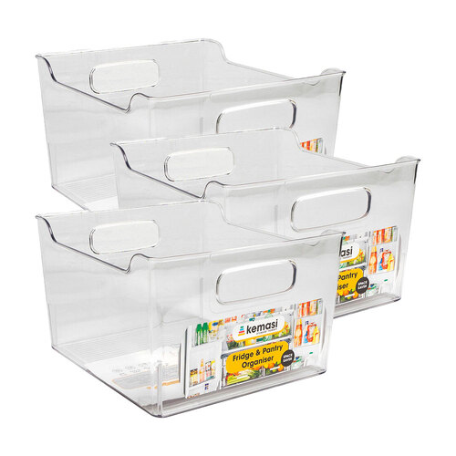 3PK Kemasi Clear Fridge & Pantry Storage Organiser Tub