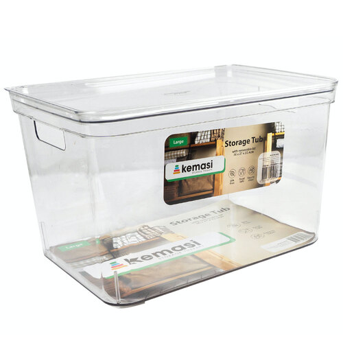 Kemasi Clear Pantry Storage Organisation Tub W/Lid Large