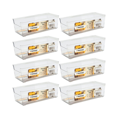 8PK Kemasi Clear Pantry Storage Organisation Tub 19.5x9.5cm