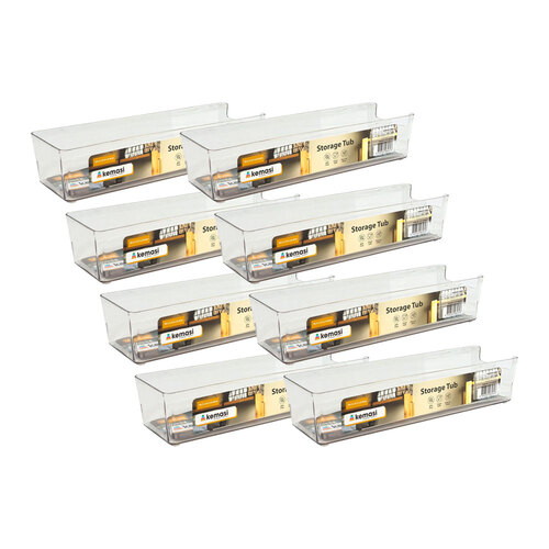 8PK Kemasi Clear Pantry Storage Organisation Tub 29.5x9.5cm