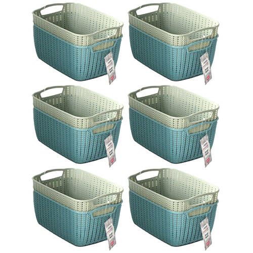 12PK Kemasi Home Storage Basket Knitted Pattern Medium Asstd