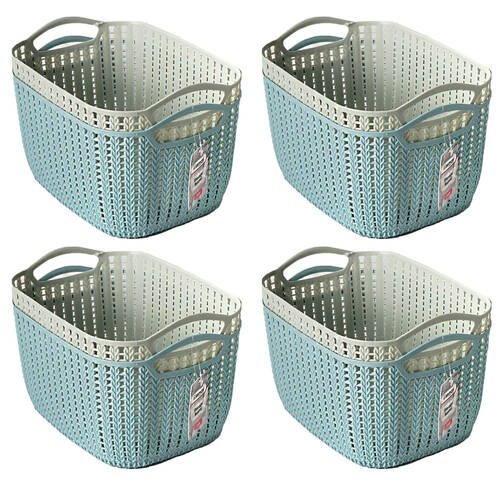 8PK Kemasi Home Storage Basket Knitted Pattern Large Asstd