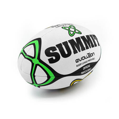 Summit Global Evolution Rugby League Ball 2.0 Size 5 - White/Green