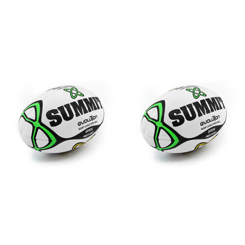 2PK Summit Global Evolution Rugby League Ball 2.0 Size 5 - White/Green