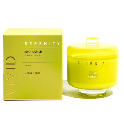 Serenity Vivid Glass Candle In Box Lime Splash 230g