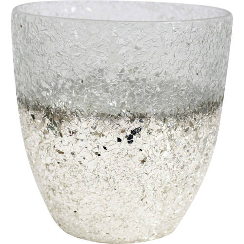 LVD Glass Votive Vase/Candle Holder Home Decor 15cm Crackle