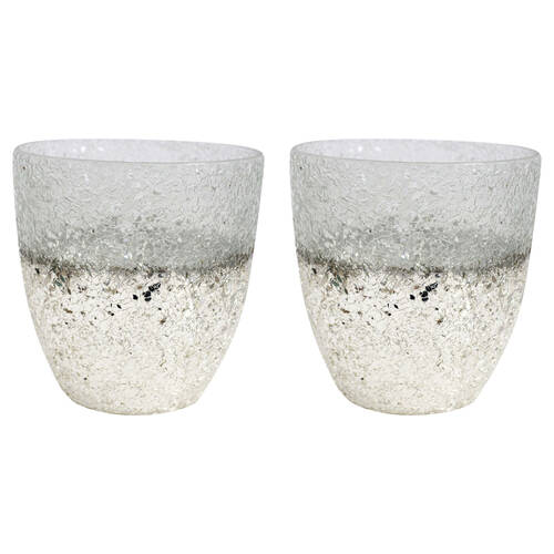 2PK LVD Glass Votive Vase/Candle Holder Home Decor 15cm Crackle