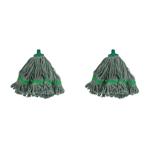 2PK SYR Syrtex 43cm Colour Yarn Floor Cleaning Mop Head Midi - Green