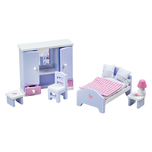 Tidlo Wooden Dollhouse Bedroom Furniture 1:12 Kids/Toddler Toy Set 3+