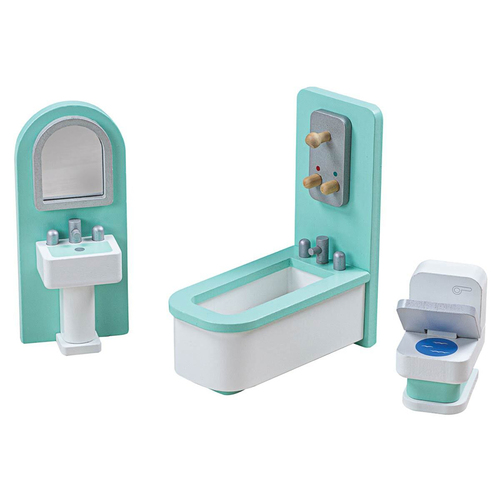 Tidlo Wooden Dollhouse Bathroom Furniture 1:12 Kids/Toddler Toy Set 3+