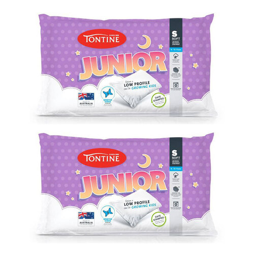 2PK Tontine Junior 6-10yrs Soft Pillow Low Profile