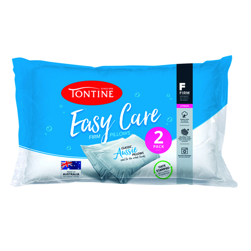 2pc Tontine Easy Care Firm Sleep Comfort Pillow - White