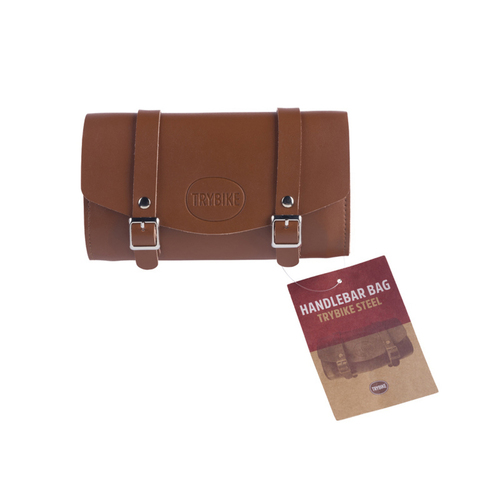 Trybike Leatherette Handlebar Bag 18cm Storage Pouch Brown 1y+