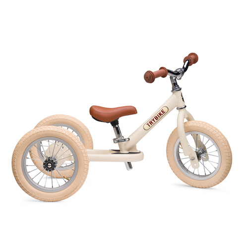 Trybike Vintage Tricyle Balance Bike Kids Ride On Toy Cream 18m+