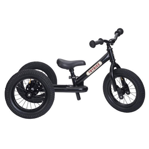 Trybike Black Steel 3-Wheel 86cm Balance Bicycle Kids Ride On 18m+