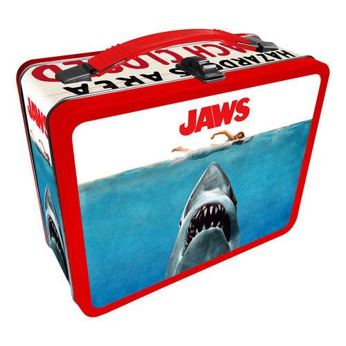 Aquarius 22cm Jaws Tin Fun Box w/ Handle Lunchbox Large