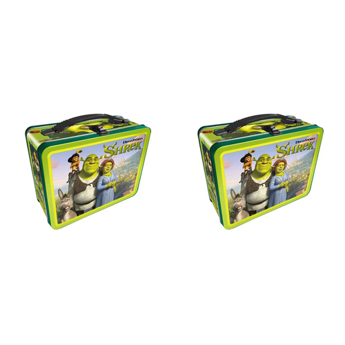 2PK Aquarius Tin Carry All Shrek Fun Box Food Storage Lunchbox