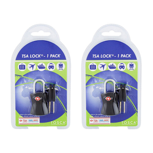 2PK Tosca TSA Approved Luggage Bag Lock With Keys - Black