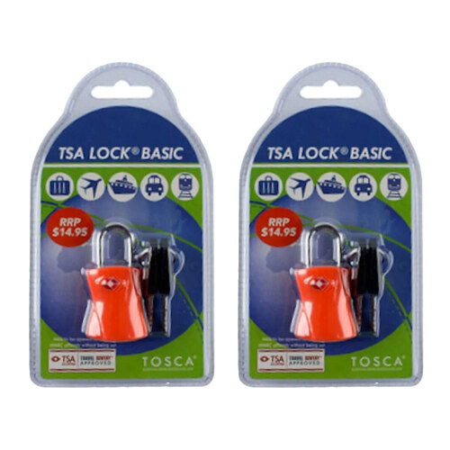 2PK Tosca TSA Approved Luggage Bag Lock With Keys - Orange