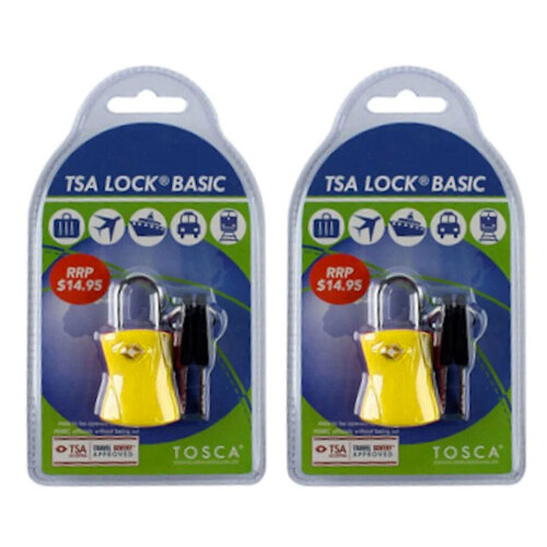 2PK Tosca TSA Approved Luggage Bag Lock With Keys - Yellow