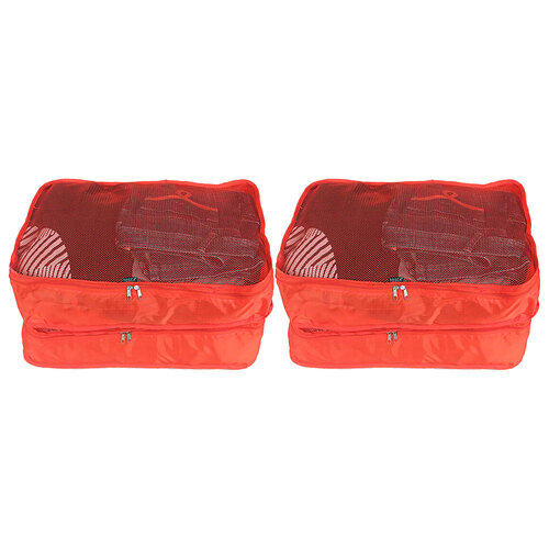 2x 2pc Tosca XL Travel Packing Cube Storage Bags - Red