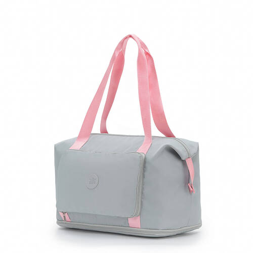 Tosca Foldable & Expandable Holiday/Travel Tote Bag Grey/Pink