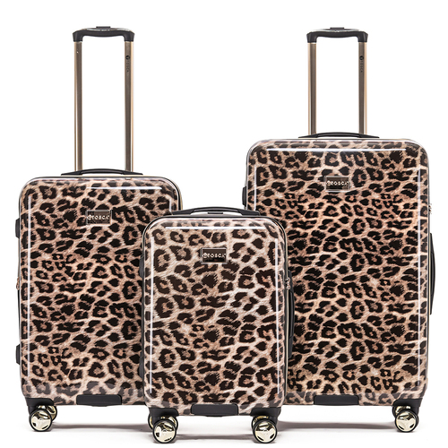 3pc Tosca Wheeled Suitcase Luggage Set - Leopard Print