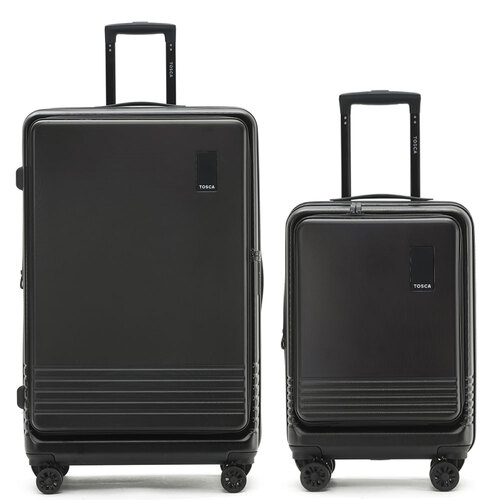 Tosca Horizon Front Opening Trolley Suitcase Luggage 31" & 20" Set- Black