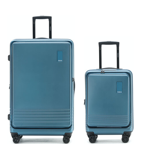 Tosca Horizon Front Opening Trolley Suitcase Luggage 31" & 20" Set - Blue