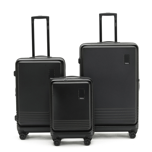 3pc Tosca Horizon Trolley Travel Suitcase Luggage Set - Black