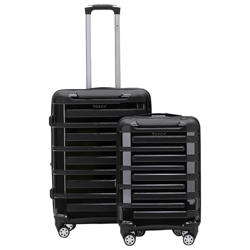 Tosca Warrior 40L/20" & 80L/25" Hard Case Trolley Suitcase Combo Black