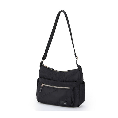 Tosca Vegan Shoulder Minimalist Crossbody Handbag Black Stitch