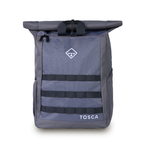 Tosca Roll Top Backpack Rucksack Outdoor Travel Bag - Grey