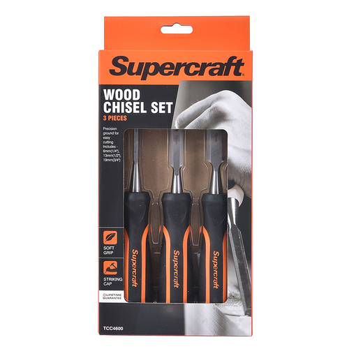 3pc Supercraft Chisel Woodworking Tool Set 6/13/19mm 