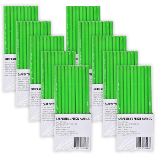 10x 10PK Supercraft Carpenters/Builders Marking Pencil Hard Green