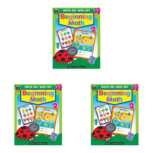 3PK Teacher Created Resources Beginning Math Write-On Wipe-Off Book 4y+