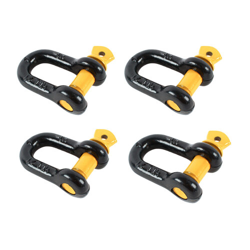 4PK Thorny Devil Aluminium Rated D Shackle 2000Kg Outdoor Camping Black/Yellow