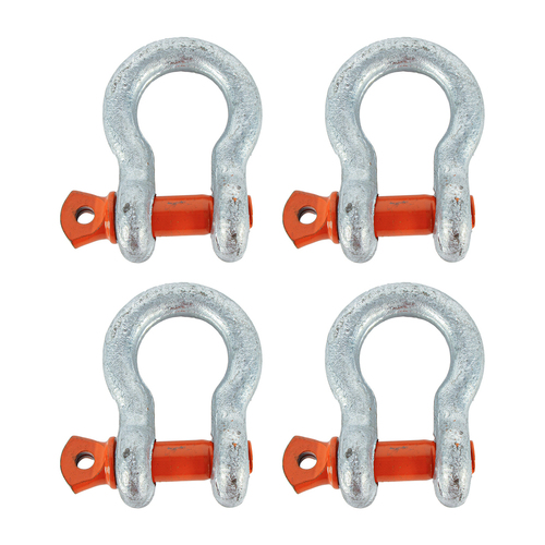 4PK Thorny Devil Shackle Bow Grade S Screw Pin SWL 1000Kg Outdoor Camping 3/8 Silver