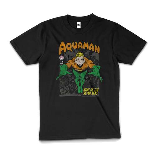 Aquaman King of Seven Seas Superhero Cotton T-Shirt Black Size 2XL