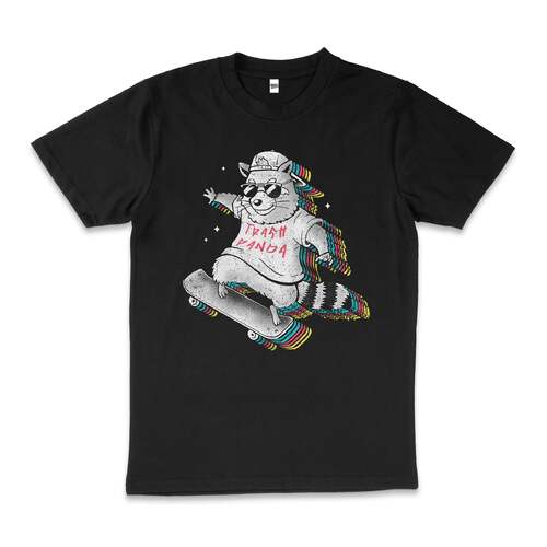 Trash Panda Funny Skateboard 80s Retro Cotton T-Shirt Black Size 2XL