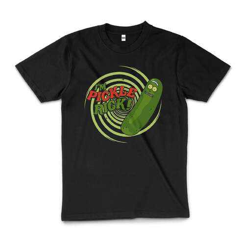 Rick And Morty Pickle Rick Fun Cartoon Cotton T-Shirt Black Size 2XL