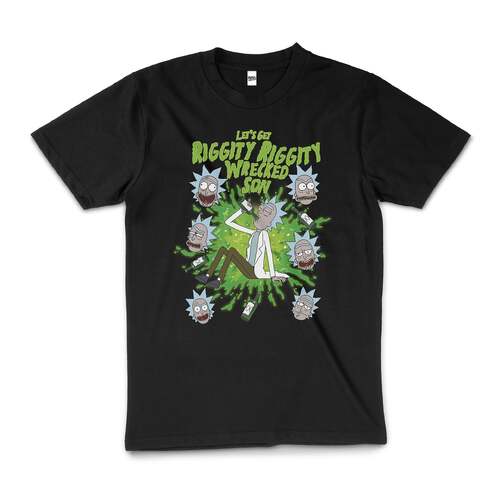 Rick And Morty Riggity Riggity Wrecked Cotton T-Shirt Black Size 2XL