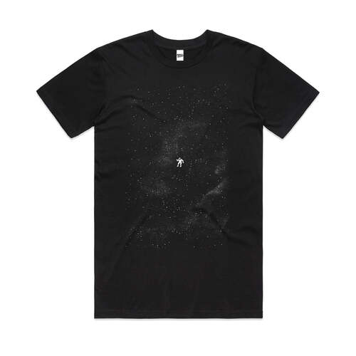 Astronaut Space Exploration Stars Moon Cotton T-Shirt Black Size 2XL