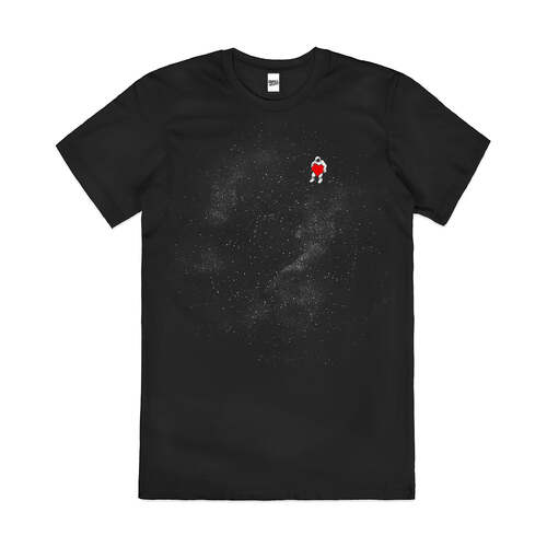 Love Space Astronaut Heart Star Planets Cotton T-Shirt Black Size 2XL