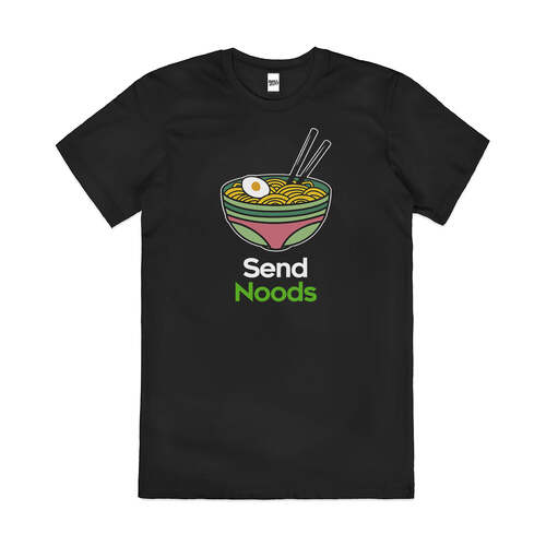 Send Noods Funny Ramen Japanese Noodles Cotton T-Shirt Black Size 2XL