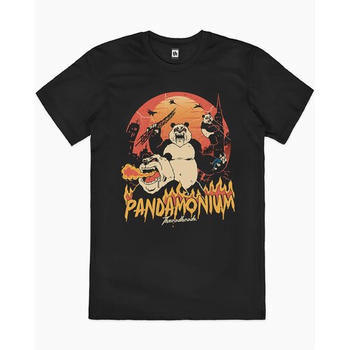 Pandamonium Panda Bear Monster Attack Cotton T-Shirt Black Size 2XL